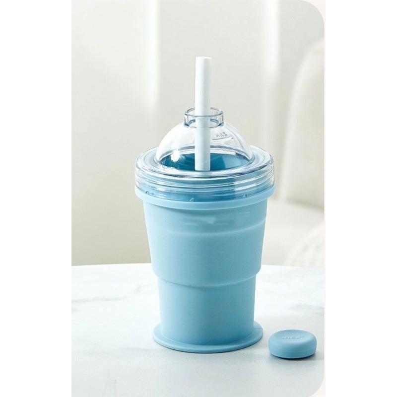 Ice Hockey Cup - Creative Silicone Portable Folding Ice Cup Mold with Built-in Straw. Perfect for Summer Outings and On-the-go Drinking.