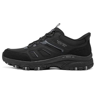 Outdoor Mens Flash Wing Shoes Cushion Thick Sole Rebound Comfortable Low Top Hiking Shoes Men Sneaker Black 237752-BBK