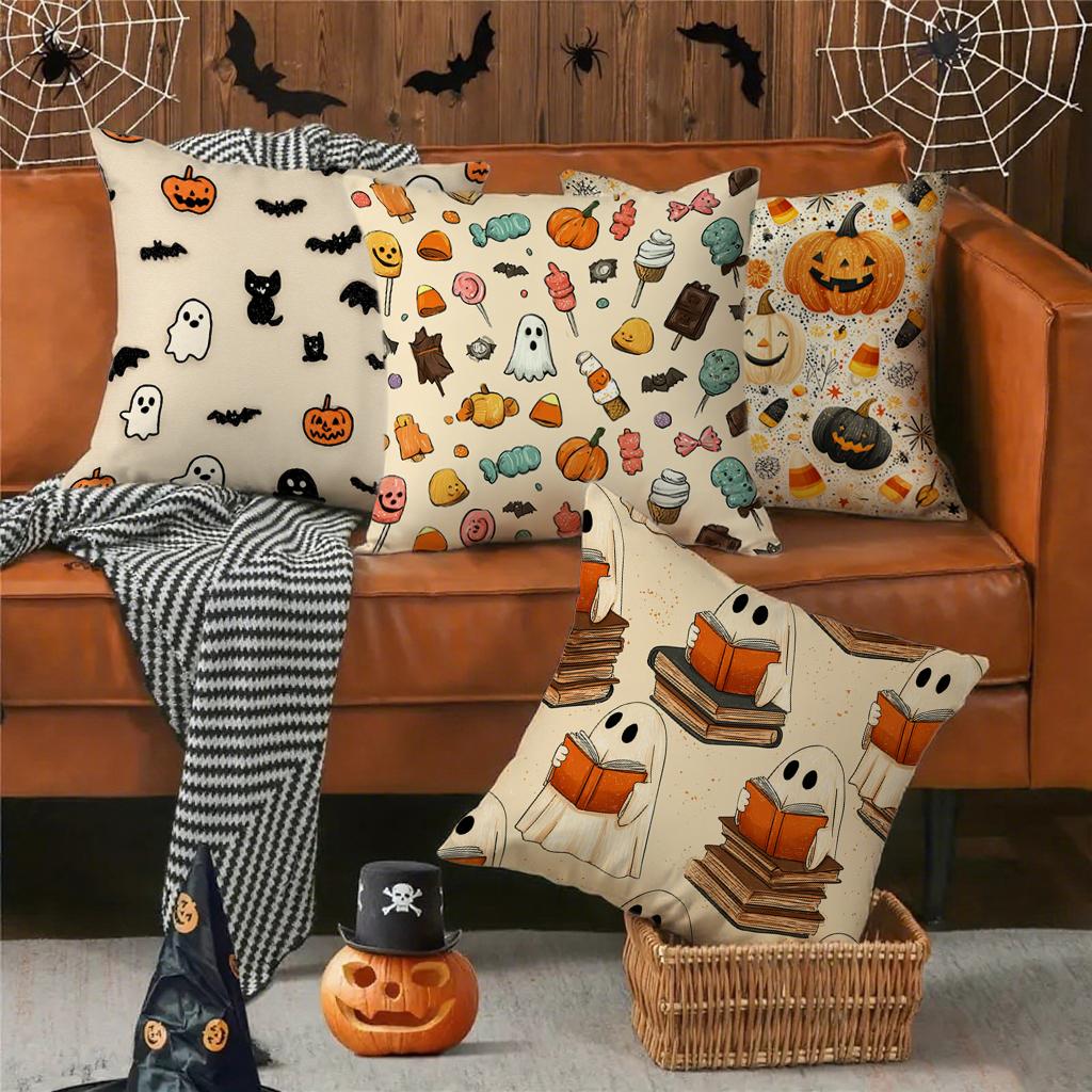 Halloween-themed Ghosts Reading PillowsSuitable for Sofa Car Bedroom Decorative Cushion Cover Pillow Cover