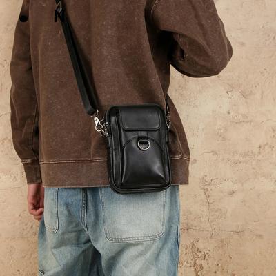 Herren Umhängetasche, Echtes Leder Ein-Schultertasche, Lässige Pendler Multifunktionstasche, Herren Tasche