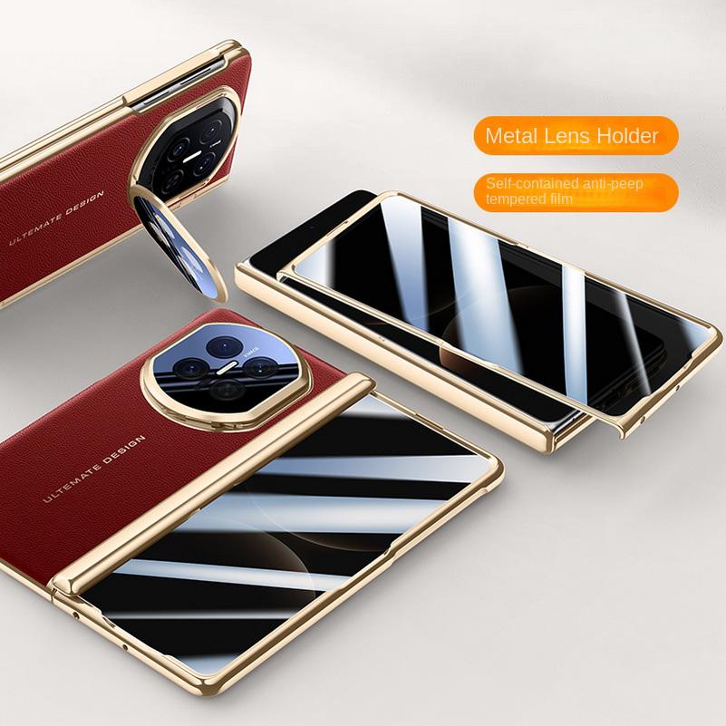 Electroplate Spring Hinged Plain Leather Tempered Glass Protect Case For Huawei Mate X7 HUAWEI MATE X7 All-inclusive Cover