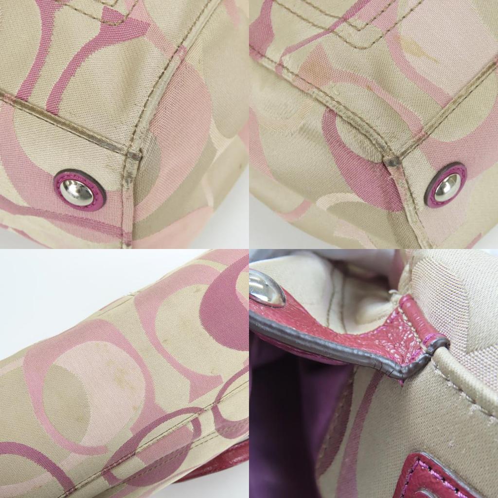 Used COACH Tote Bag Signature F17140 canvas/Patent leather beige purple casual