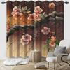 2pcs/Set Cherry Blossom Window Curtain Japanese Scenery Mount Fuji Sun Bedroom Living Room Polyester Blackout Soundproof Curtain