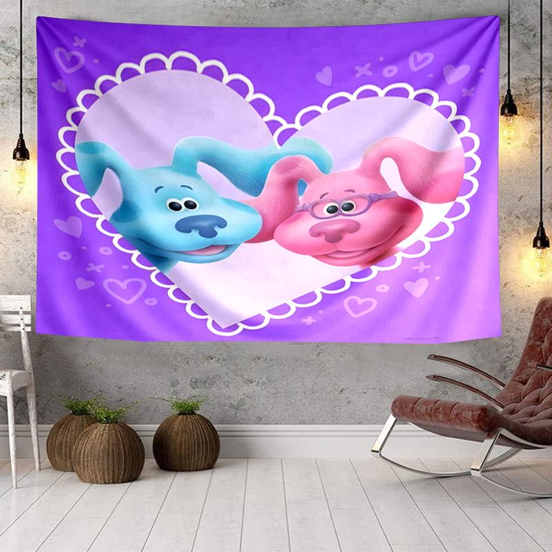 Cartoon Blue Dog Tapestry, Unique Design Tapestry, Wall Decor for Bedroom,Livingroom, Playroom,Heartwarming Fan Holiday Gifts
