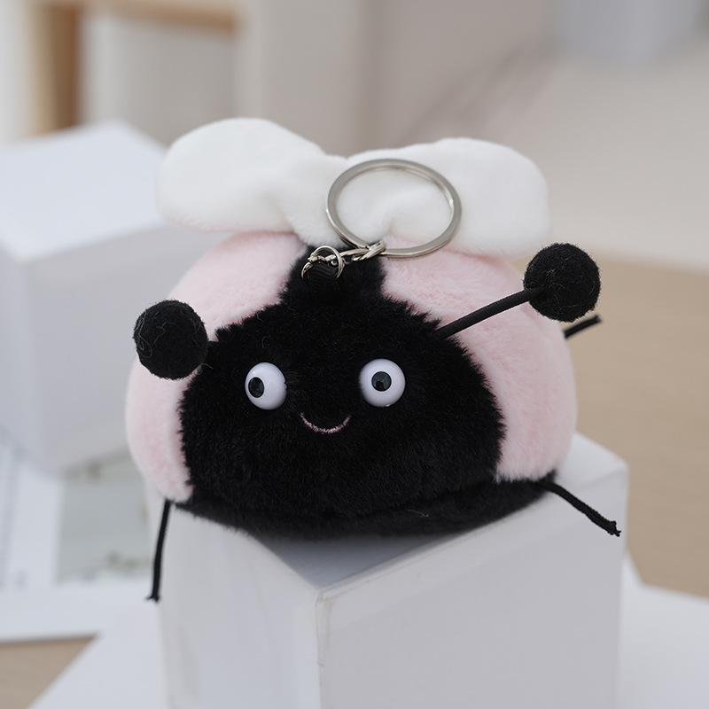 

Вдохновленный мультяшный плюшевый брелок-подвеска в виде божьей коровки для рюкзаков разных цветов розовый