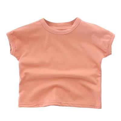 Summer Baby Girls All-match Korean Cotton Solid Color Short-sleeved Top Casual T-shirt Kid Clothes