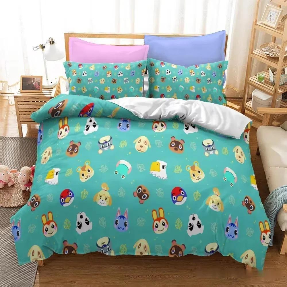 

New 3D Game Animal Crossing Digital Printing Bedding Set Boys Cute Duvet Cover Set Bed Set Bed Linens Twin Full Queen King Size AU Single 140x210cm