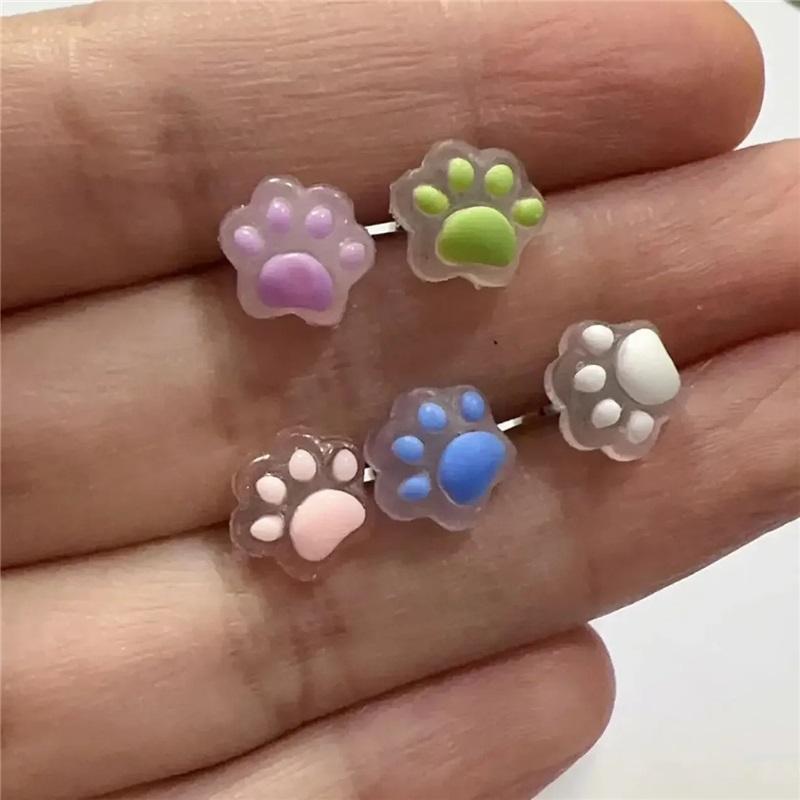 Color Changing Dog Paw Bear Paw Tongue Stud Earrings Bone Stud Resin DIY Cute Ins Sweet Cool Tongue Rings Piercing Jewelry