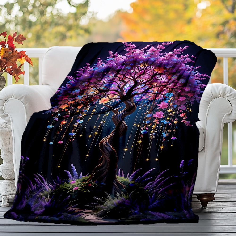 1pc magical tree Outdoor Flannel Blanket Soft Warm All-Season Throw for Sofa Bed Car Camping Office, Cozy Gift Idea1294S