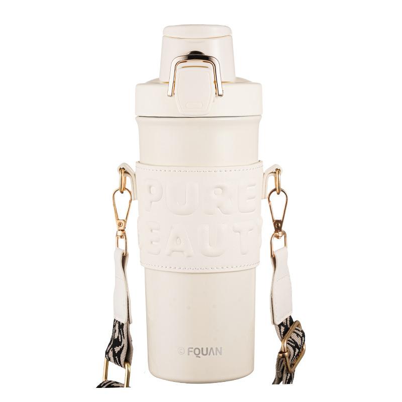 Straw Thermos Drinking Cup Big Cap Girls Stylish Water Cup Students Simple Handy Double Drink Cup Boys Durable Durable Useful