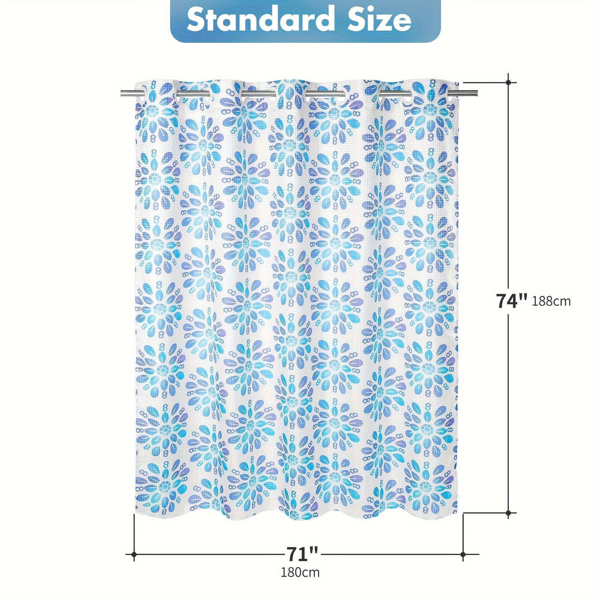 

Boho Watercolor Waffle Fabric Shower Curtain With Snap In Liner, Medallion Print, No Hooks Needed, 71×74 Inch W60H190(CM)-1 Pcs