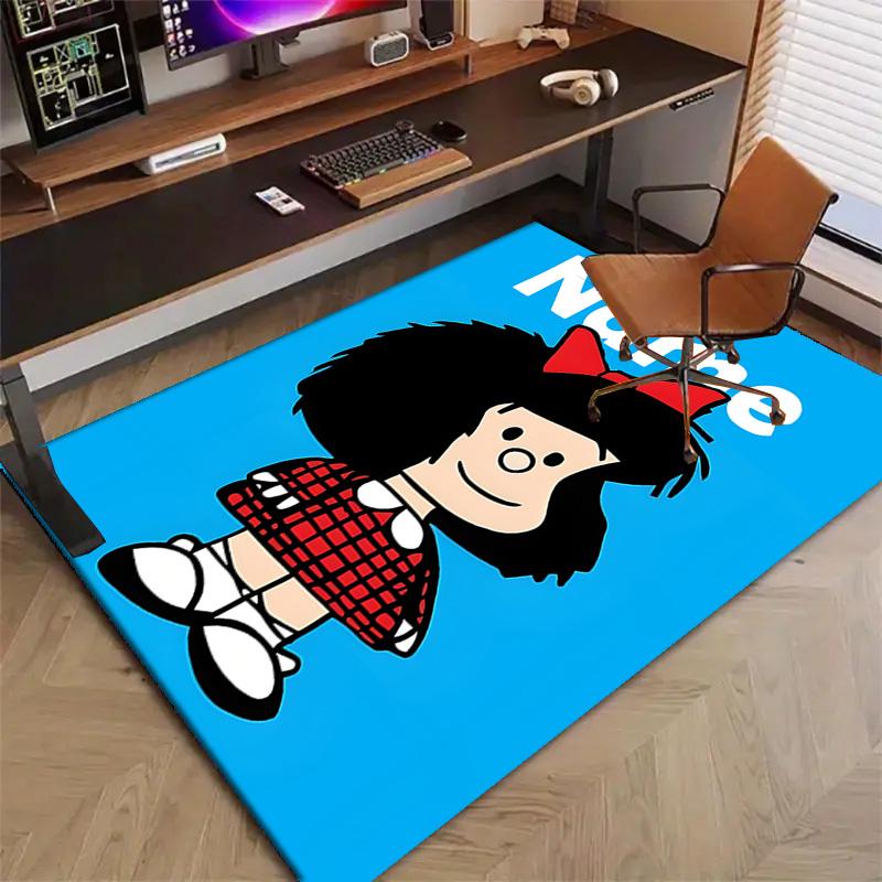 Custom Mafalda Mat Personalized Name, Polyester Washable Indoor Entryway Rug, Gift for Christmas, Easter, Thanksgiving Day