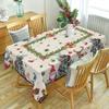 Christmas Gnome Xmas Tree Holly Waterproof Tablecloth Table Decor Winter Holiday Kitchen Dining Tablecloth Christmas Decorations