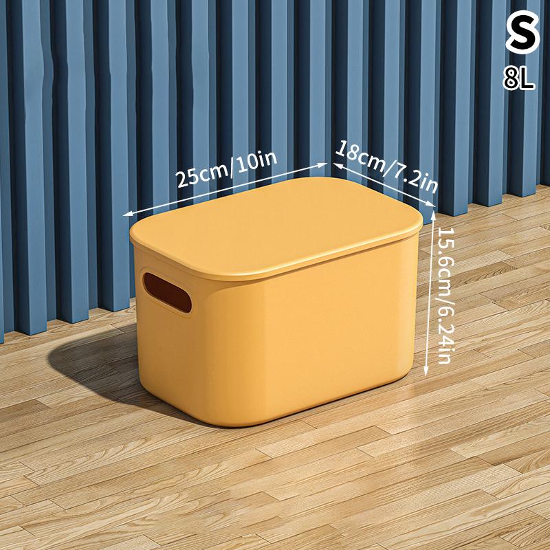 

1 шт. Красочные контейнеры для хранения с крышкой и ручкой, Пластиковые штабелируемые корзины Настольная кубическая коробка Контейнеры для ячеек