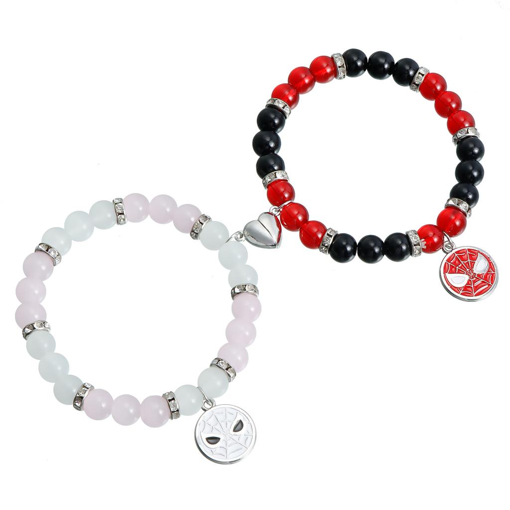 TEMU Hot Sale, Spider Sun Crescent Moon Love Couple Bracelet, Crystal Beaded Magnet Suction Bracelet