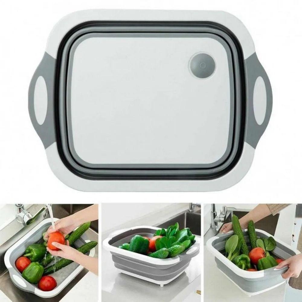 3 In 1 Folding Cutting Board Anti-slip Kitchen Chopping Block Collapsible Vegetable Basin  Picnic