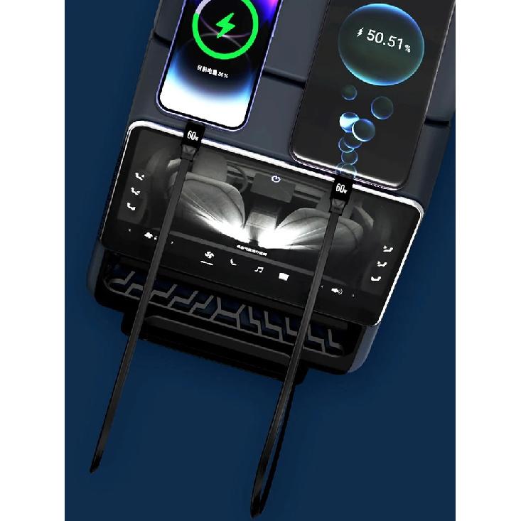 Rear Screen Expansion Dock For Tesla Model Y Juniper 2025 Model 3 Highland 2024 Rear Air Vent HUB Fast Charging Telescopic Cable