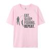 Eat Sleep Fish Repeat Tshirt Cotton Fabric Tops Tees for Men Print Tshirts Normal Faddish ONeck TeeShirt