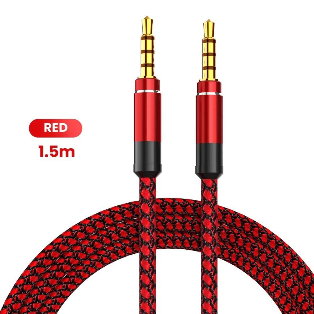 1.1m 1.1mm Jack Male to Male Extension Aux Line Audio Cable for iPhone Samsung Xiaomi Car Headphone Audio Jack Braided Wire