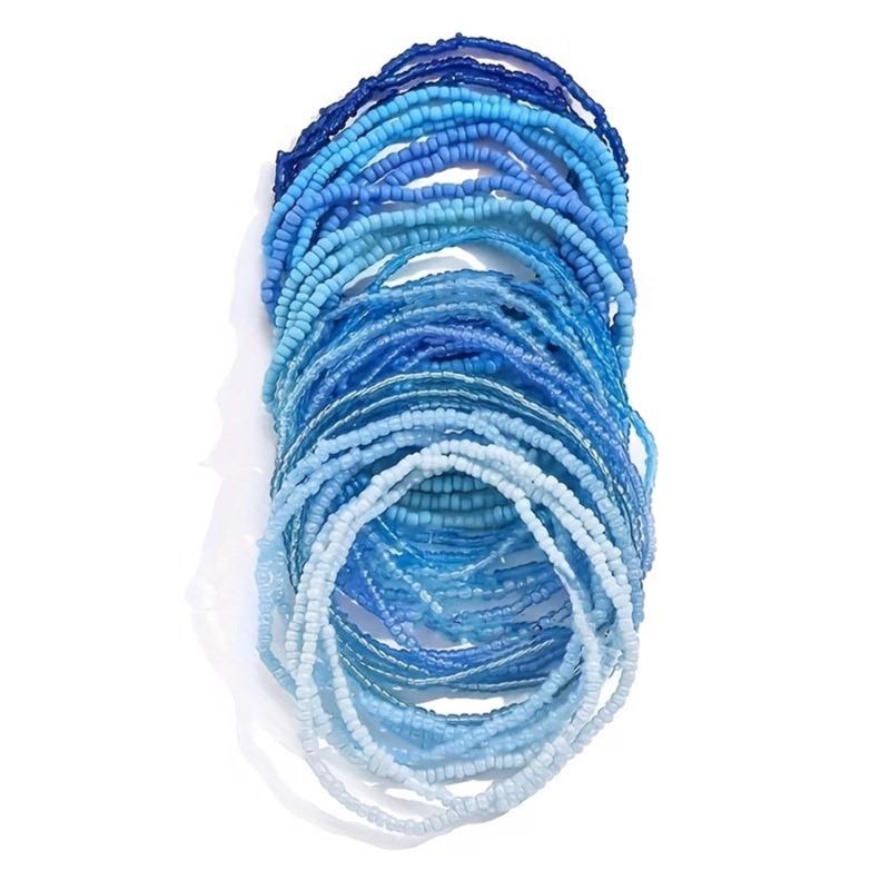 Elegant Glass Bead Bracelet Set 30pcs Colorful Bohemian Beads Anklets Bracelet Statement Bead Bracelet Set