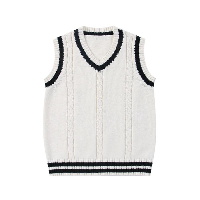 Women's College Style Knitted Vest: 2024 Spring/Autumn Wool Sleeveless Sweater Layering Top