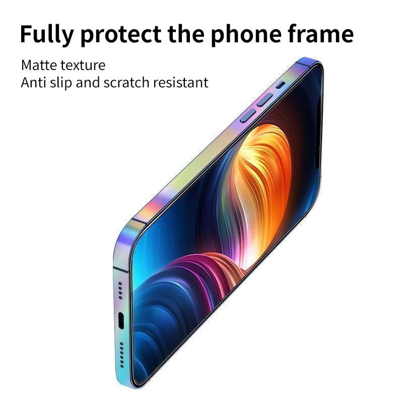 For iPhone 16 Pro Max 16e 15 Pro Max 14 Pro Max 13 Plus 13 Mini 12 Pro Max Glow In The Night Frame Sticker Film + Camera Lens Protection