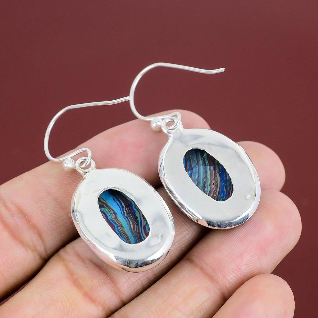 Rainbow Calsilica Earring Original Gemstone Jewelry 925 Sterling Silver Earring Handmade Earrings Gifts For Women Very Pretty Silver Jewelry