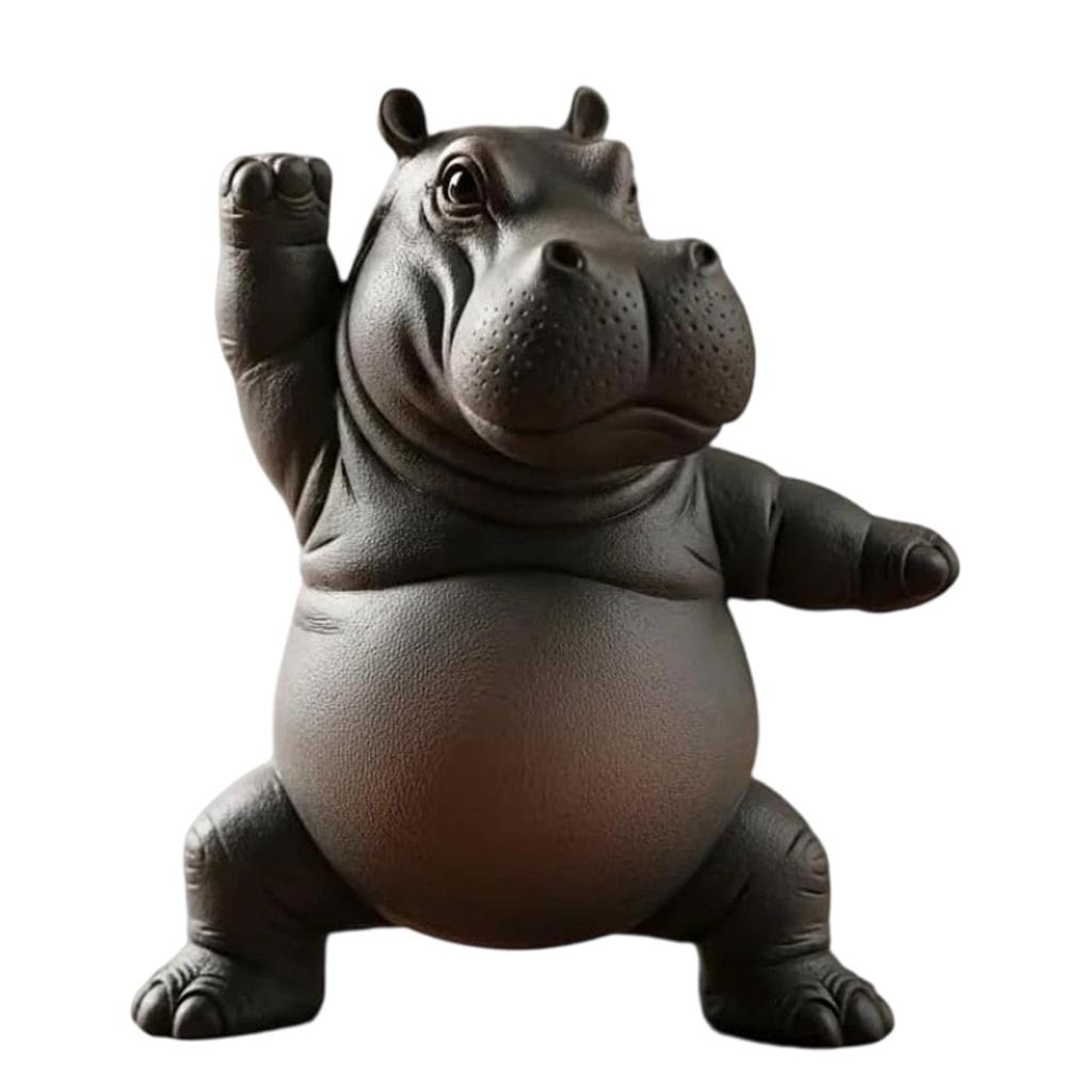 Plastic Meditating Clumsy Hippo Statue Figurine For Home Office Meditations Room Decors Unique Gift For Animal Lover