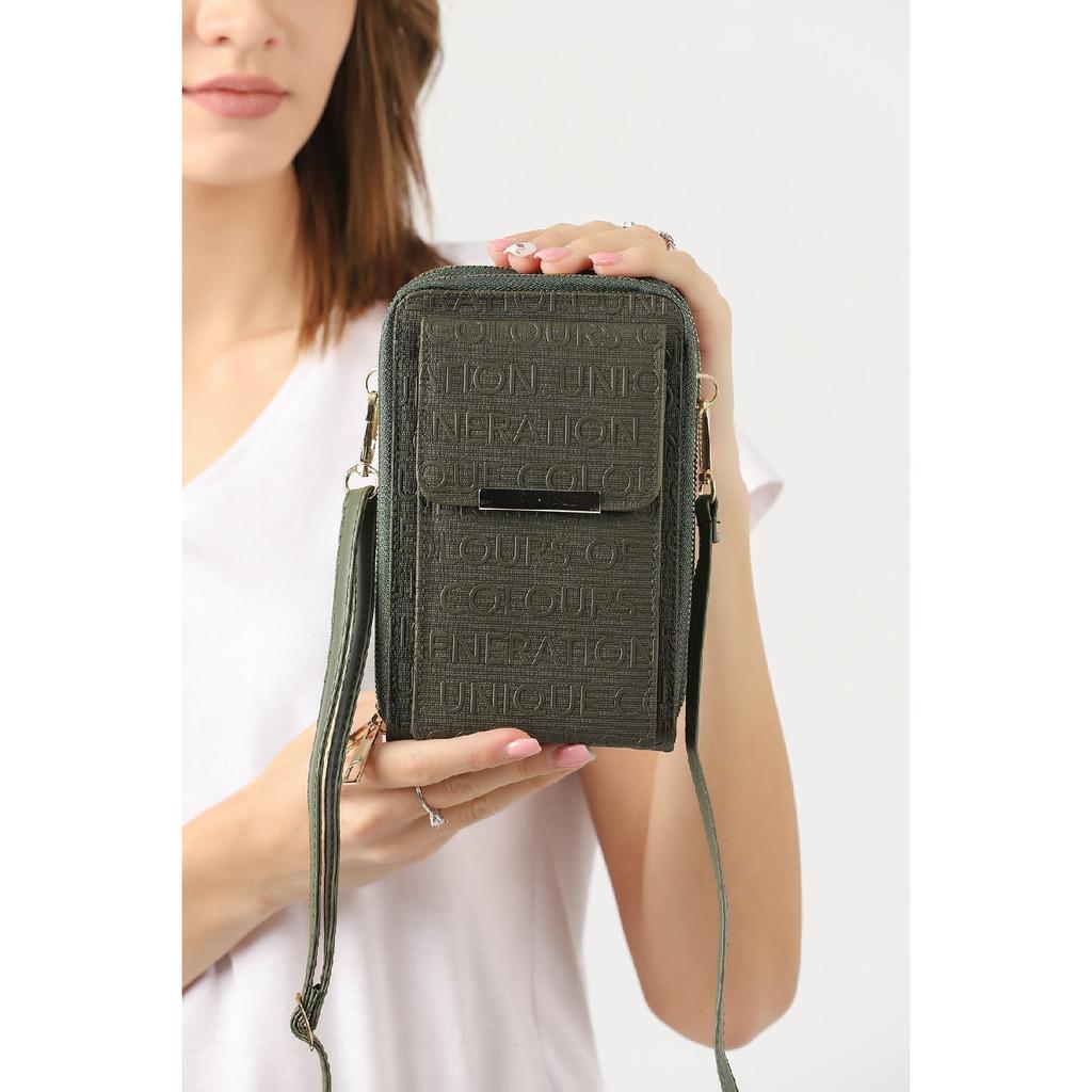 Unique Market Schwarze Damen-Handy-Umhängetasche mit 3 Fächern