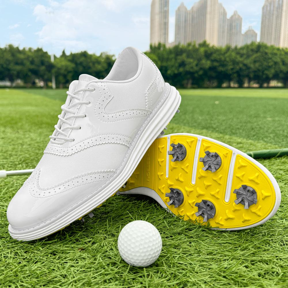 Scarpe da Golf da Uomo Professionali con Tacchetti Impermeabili Microfibra Anti-Collisione Punta Scarpe Sportive da Competizione Esterna Scarpe da Golf da Uomo