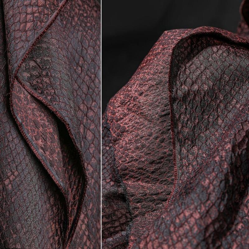 100x130cm Creative Texture Jacquard Fabric Red Black Snakeskin Mottled Plaid Vintage Washed Design Fabric DIY Clothing Material