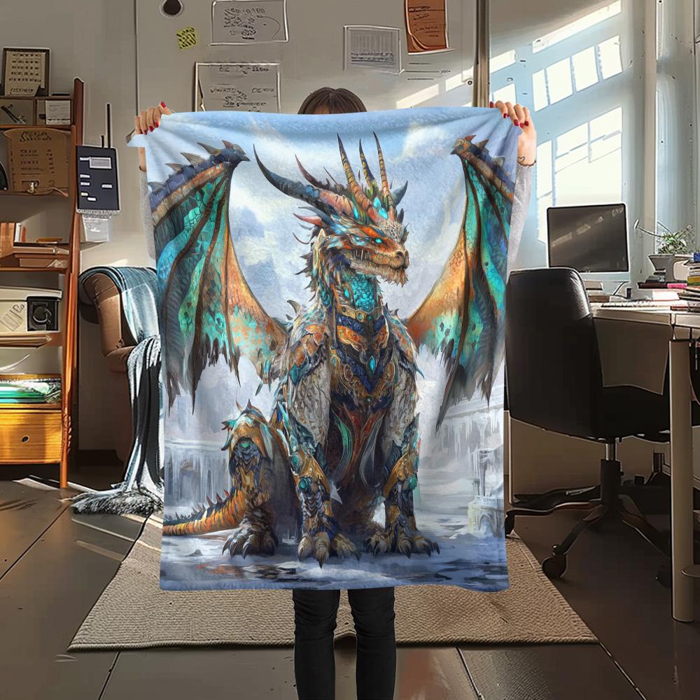 Dragons  Print Flannel Blanket, High quality Comfortable for All Seasons, Home Decor, Warmth and Comfort