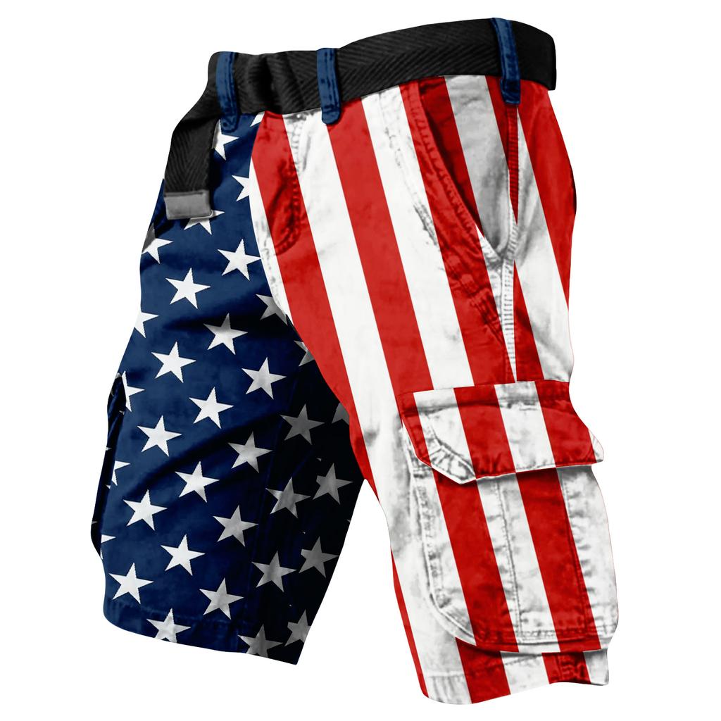 Herren Sommer Bedruckte Outdoor-Shorts Herren Lockere Mehrzweck-Taschen-Shorts