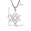 David Shield Hexagon Pendant Necklace Mens Fashion Stainless Steel Cuban Chain Necklace Religious Jewelry