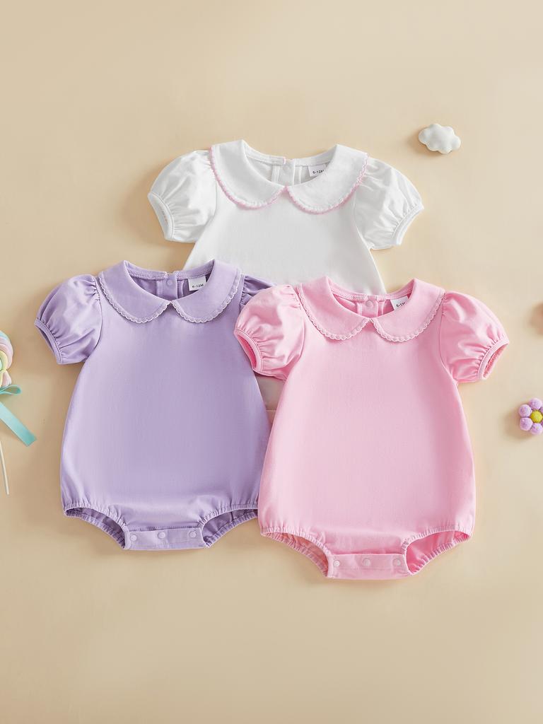 Toddler Girls Casual Romper with Ruffled Sleeves and Elastic Waistband Adorable Jumpsuit for Summer Outfits