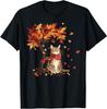 Cat Leaf Fall Tree Hello Autumn Thanksgiving It's Fall Y'all T-Shirt
