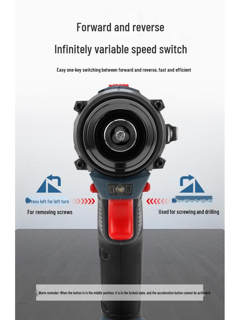 Brushless Dual-Speed Hand Drill with Lithium Battery and Metal Chuck