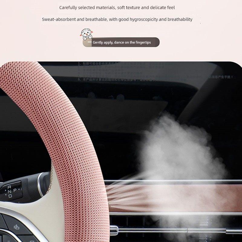 Car Steering Wheel Cover, All-Season Universal Type, Linen Material, Isuzu D-Type, 2025 New Model, Sporty Style, Sweat-Absorbent, Special Edition