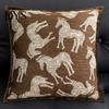 Reading Nook Cushion Cover Maillard Color Cover, Mid Century Modern Throw Pillow Striped or White Skin Friendly Bedding Accents Horse Pattern,