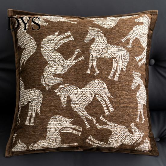 Reading Nook Cushion Cover Maillard Color Cover, Mid Century Modern Throw Pillow Striped or White Skin Friendly Bedding Accents Horse Pattern,