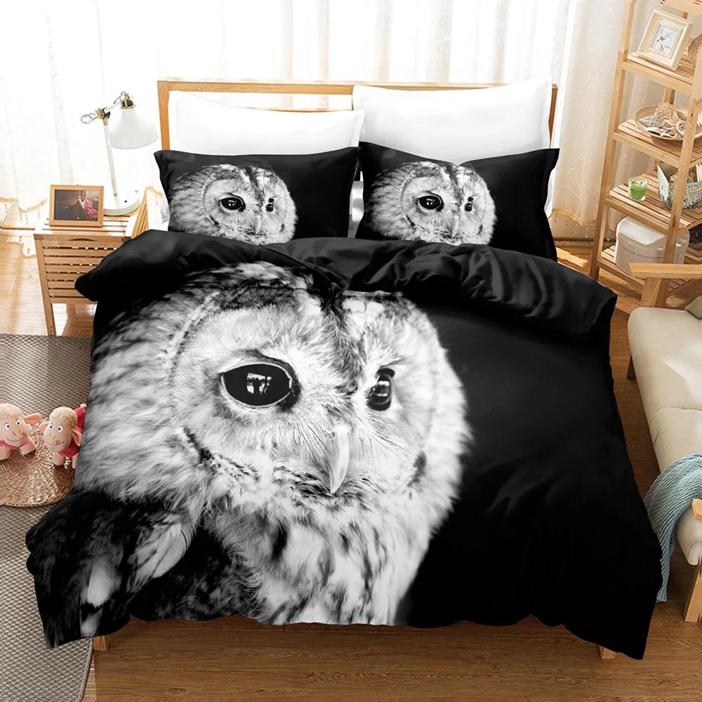 Owl Duvet Cover Set Queen Size Cute Cartoon Magic Owl Bedding Set Owl Comforter Cover for Boy Girls Cute Animal Bedspread Cover