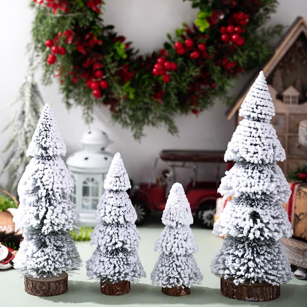 Haobei Cedar Mini Christmas Tree Ornament - Tabletop Christmas Scene Decoration