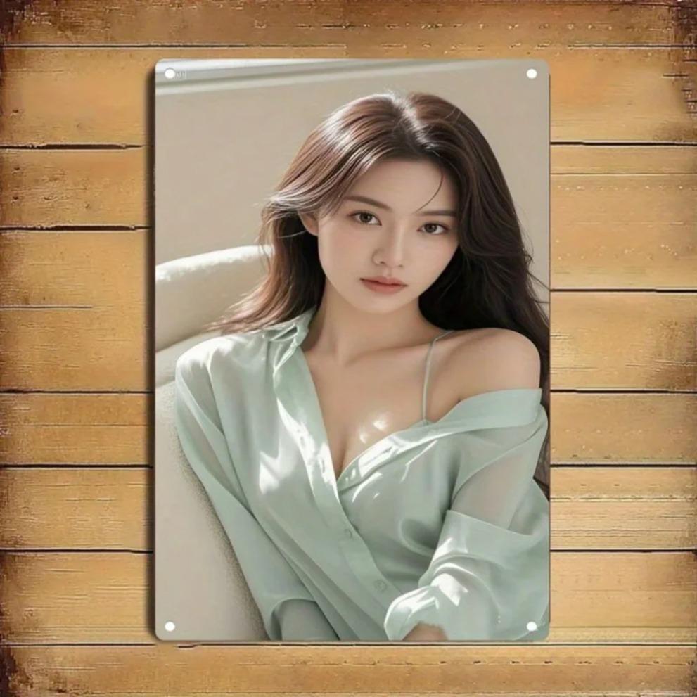 Metal Wall Art Elegant Female Portrait Sign Home Bar Decor Christmas Gift