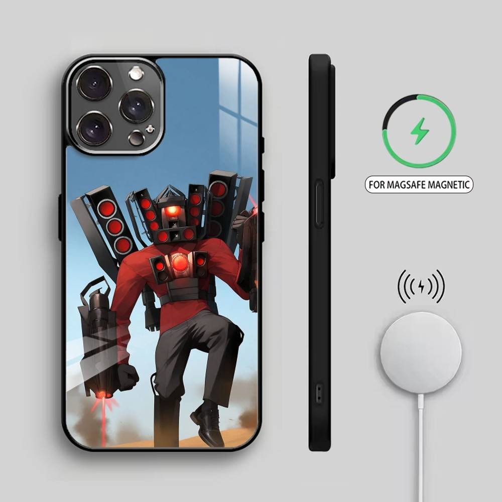 S-Skibidi Toilet Titan Speakerman Phone Case For iPhone17,16,15,14,13,12,11 Plus,Pro Max Magnetic For Magsafe Wireless Charging