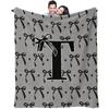 Hot ViralWorthy Snug AllPurpose Monogram Letter  Bow Decorative Throw Blanket Soft Fluffy for Couch Bed AllSeason Use