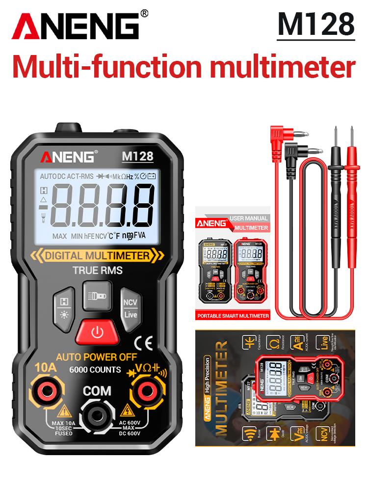 New Multifunction Mini Multimeter ANENG M128 6000 Count AC/DC Voltage Current Resistance Capacitor NCV Voltage Induction Tester Tool Electrical Tools