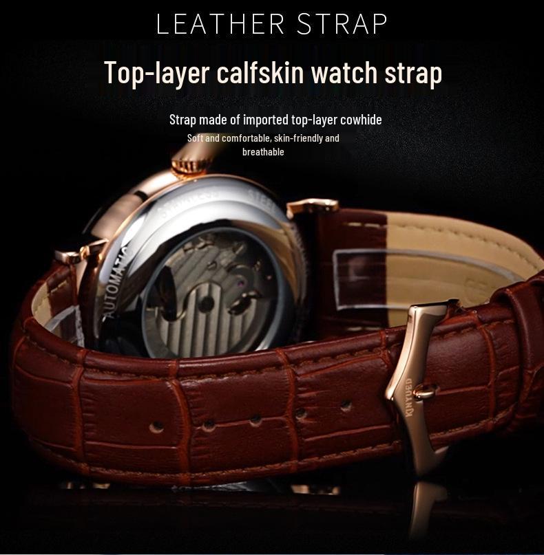 Reloj Mecánico de Negocios para Hombre KINYUED Automático Tourbillon Multifuncional