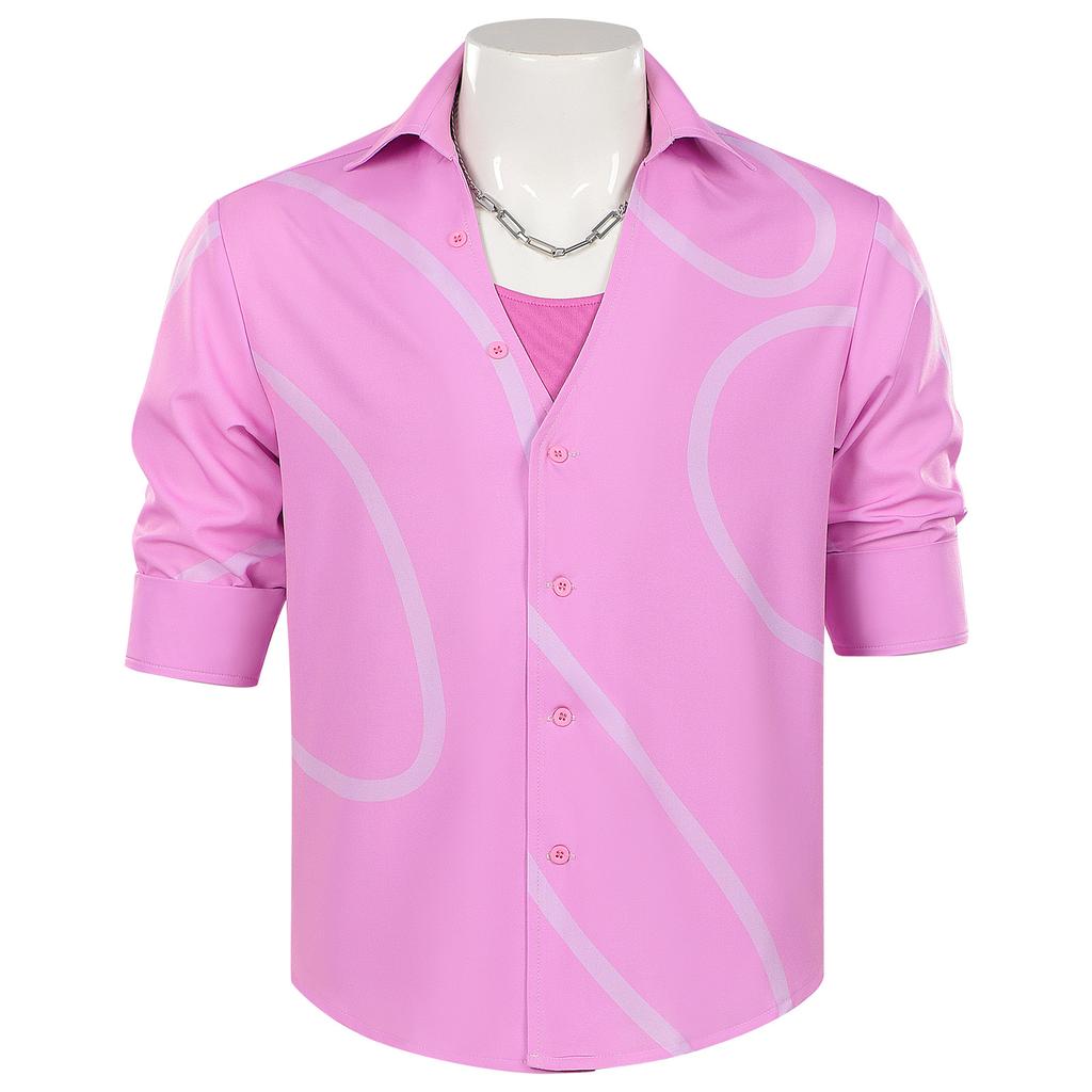 K-Pop Demon Hunter Jinu Cosplay Costume Shaka Boys Devil Boy Group Anime Pink Shirt with Sleeveless Undershirt