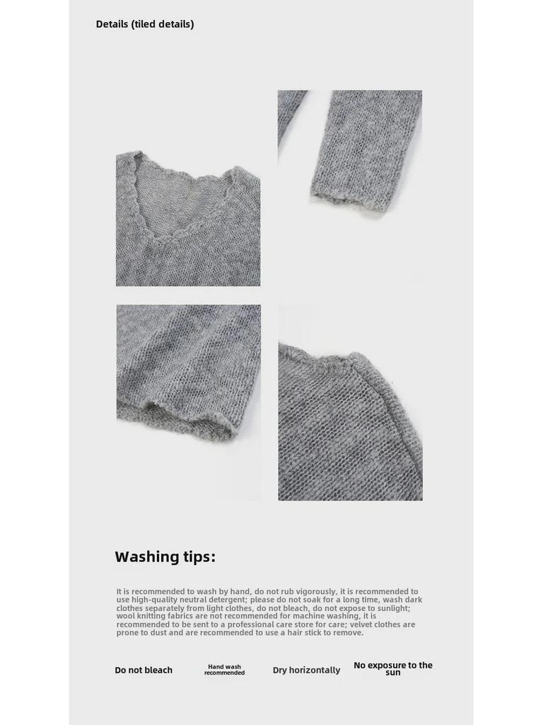 NEWOPEN 2024 Winter Maillard Korean Loose V-Neck Commuting Pullover Sweater F2335 for Women