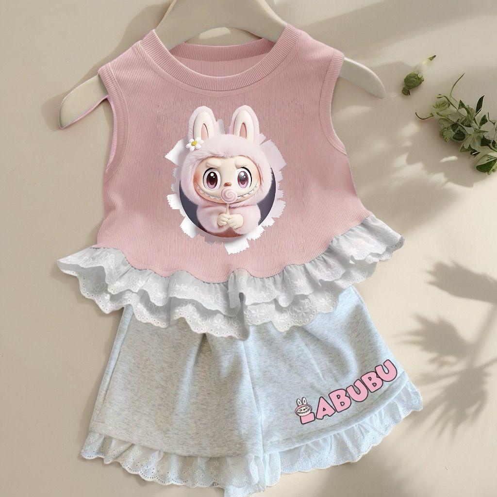 

Летний детский модный кружевной комплект из двух предметов: жилет и шорты для девочек 140